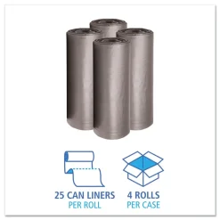 Boardwalk 100/Carton 60 Gallon .95 mil. 38 in. x 58 in. Low-Density Waste Can Liners - Gray