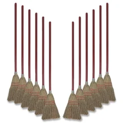 Boardwalk Corn Fiber Lobby/Toy Broom with 39 in. Wood Handle - Red/Yellow (12/Carton)