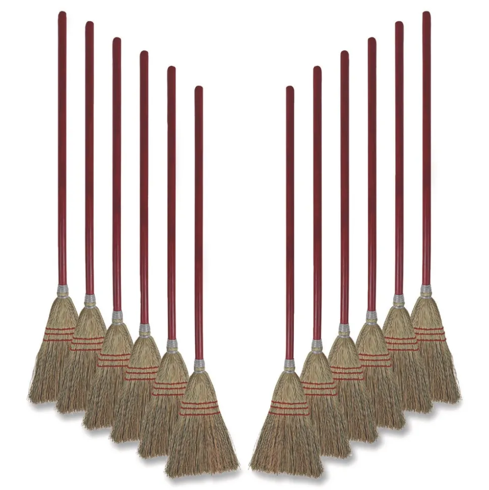 Boardwalk Corn Fiber Lobby/Toy Broom with 39 in. Wood Handle - Red/Yellow (12/Carton)