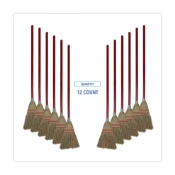 Boardwalk Corn Fiber Lobby/Toy Broom with 39 in. Wood Handle - Red/Yellow (12/Carton)