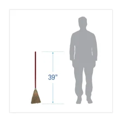 Boardwalk Corn Fiber Lobby/Toy Broom with 39 in. Wood Handle - Red/Yellow (12/Carton)