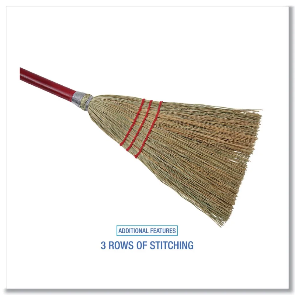 Boardwalk Corn Fiber Lobby/Toy Broom with 39 in. Wood Handle - Red/Yellow (12/Carton)