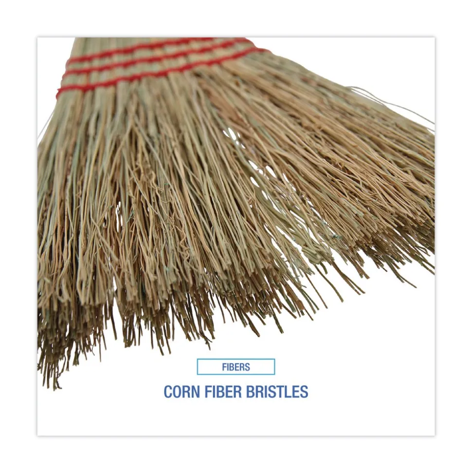 Boardwalk Corn Fiber Lobby/Toy Broom with 39 in. Wood Handle - Red/Yellow (12/Carton)