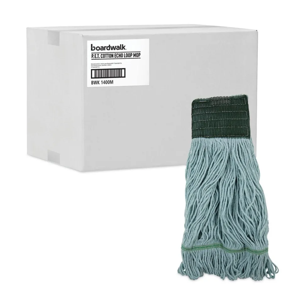 Boardwalk EchoMop with Looped-End Synthetic/Cotton Wet Mop Head - Medium, Blue (12/Carton)