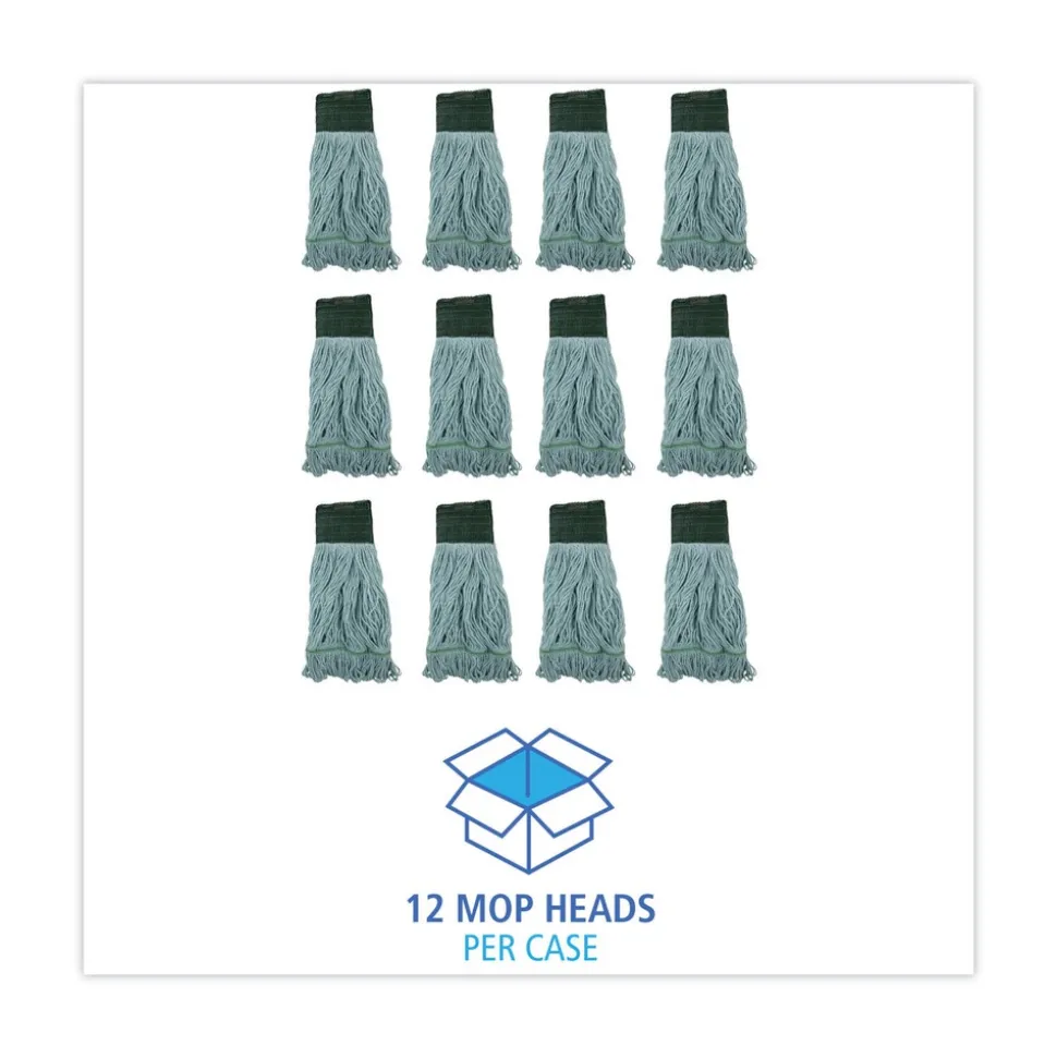 Boardwalk EchoMop with Looped-End Synthetic/Cotton Wet Mop Head - Medium, Blue (12/Carton)