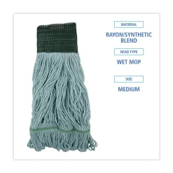 Boardwalk EchoMop with Looped-End Synthetic/Cotton Wet Mop Head - Medium, Blue (12/Carton)