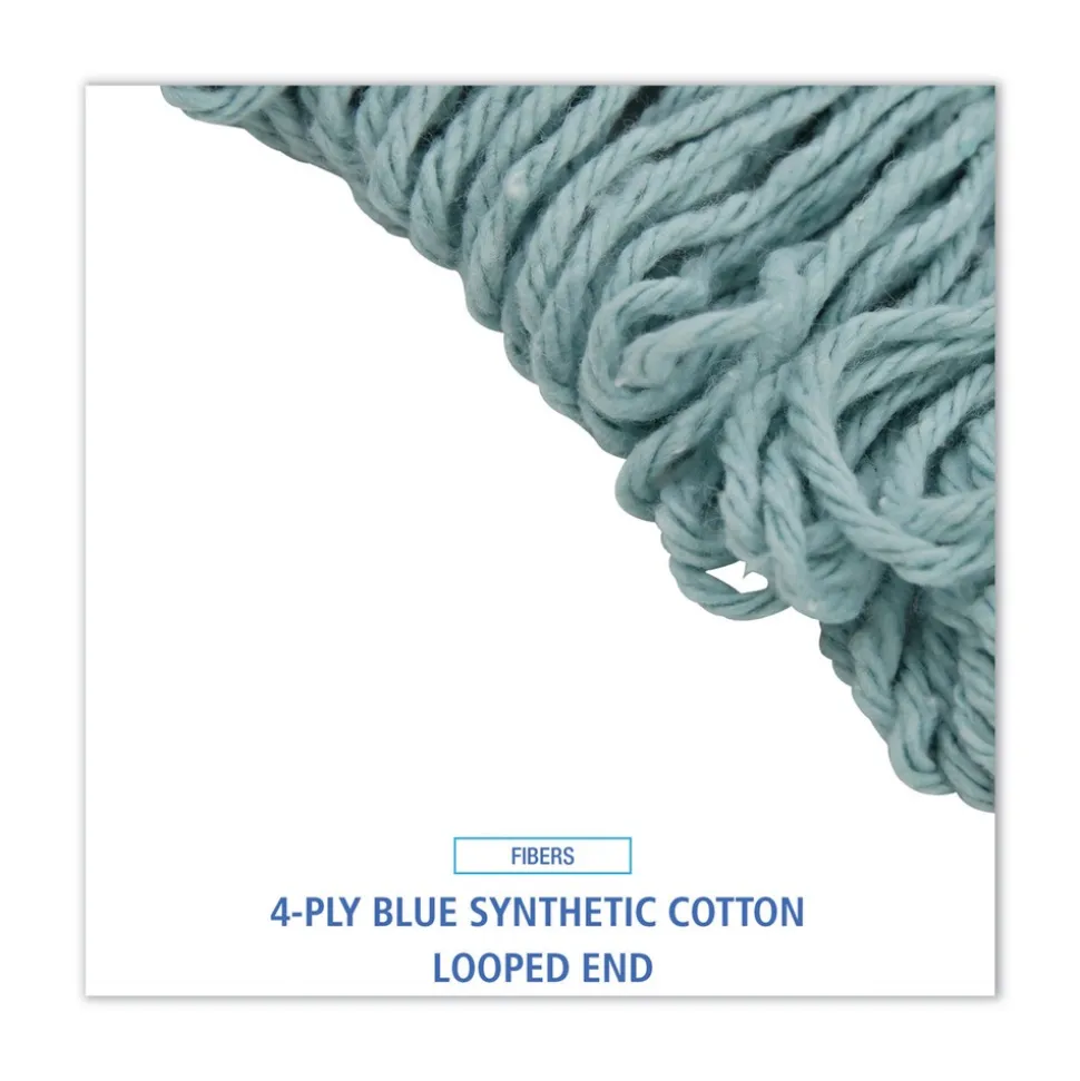 Boardwalk EchoMop with Looped-End Synthetic/Cotton Wet Mop Head - Medium, Blue (12/Carton)