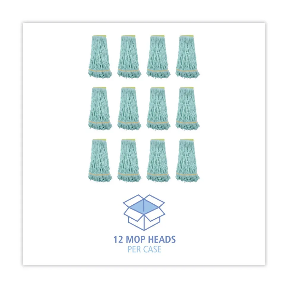 Boardwalk Ecomop Looped-End Recycled Fibers Mop Head - Extra Large, Green (12/Carton)