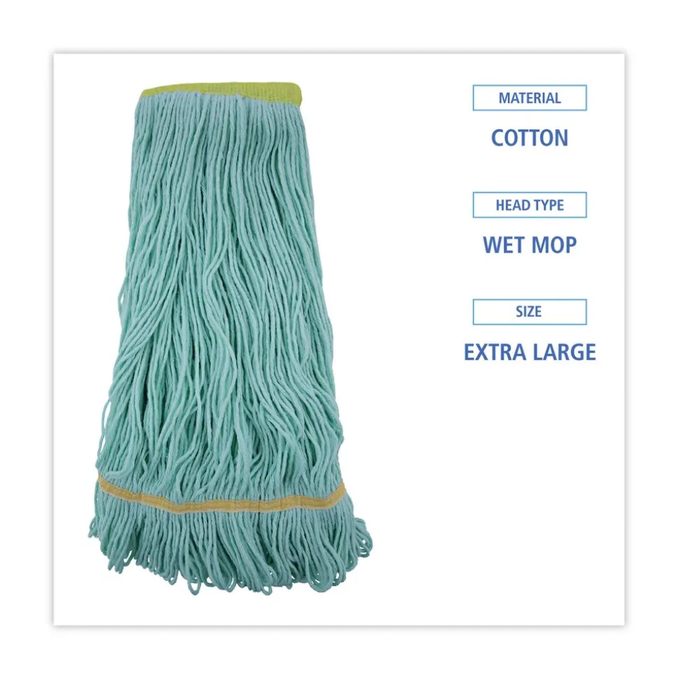 Boardwalk Ecomop Looped-End Recycled Fibers Mop Head - Extra Large, Green (12/Carton)