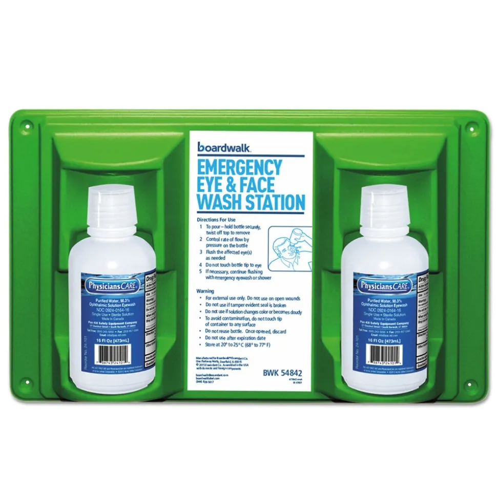 Boardwalk Emergency Eyewash Station with 16 oz. Bottles (6/Kit)