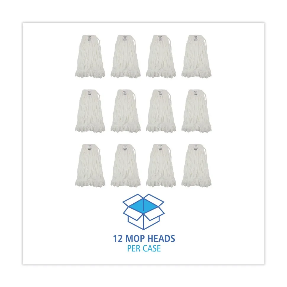 Boardwalk Enviro Clean Looped Mop Head With Tailband - Large, White (12/Carton)