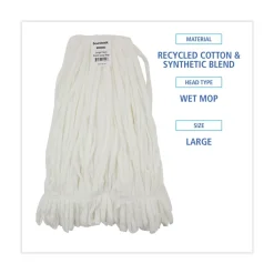 Boardwalk Enviro Clean Looped Mop Head With Tailband - Large, White (12/Carton)