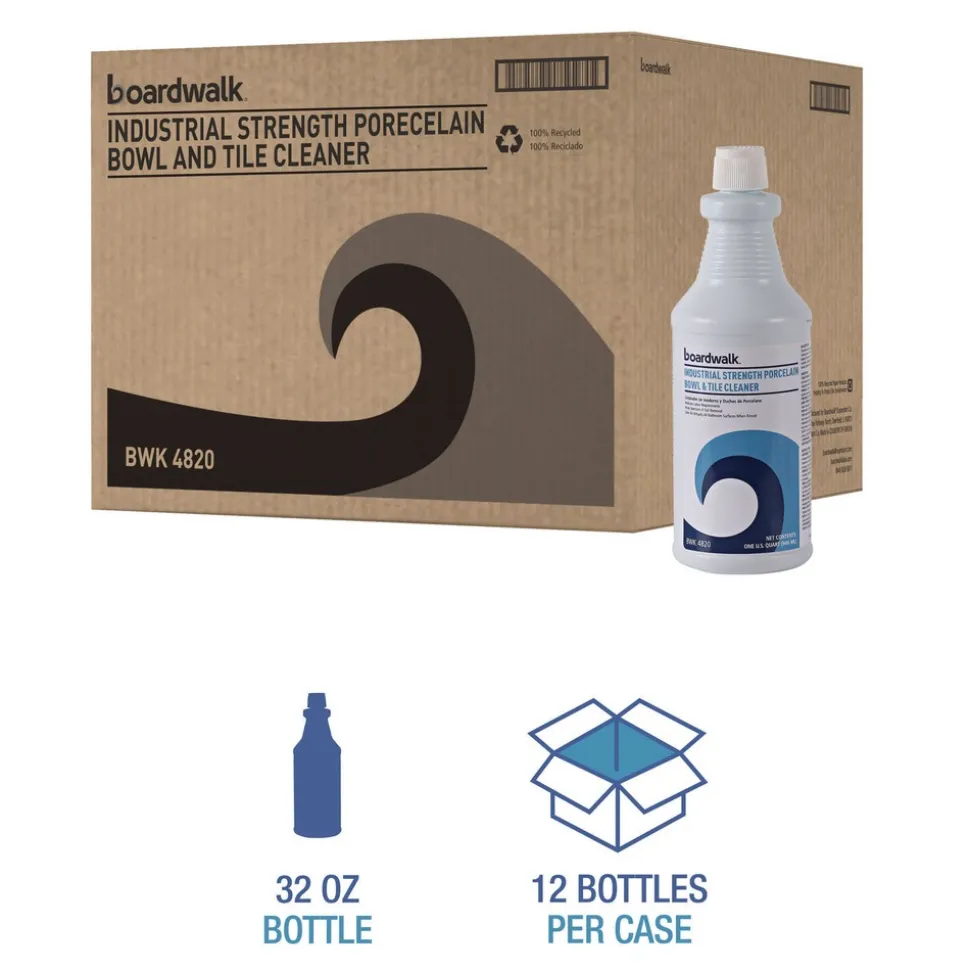 Boardwalk 032500-12ESSN 32 oz. Bottle Industrial Strength RTU Porcelain Bowl and Tile Cleaner - Floral Scent (12/Carton)