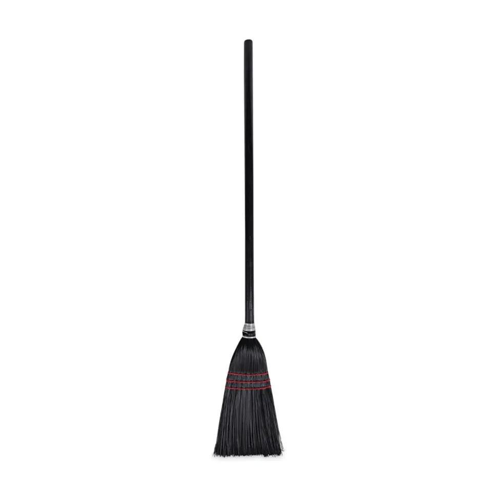 Boardwalk Flag Tipped Poly Bristle 37 in. - 38 in. Length Lobby Broom - Natural/Black (1 Dozen)