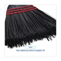 Boardwalk Flag Tipped Poly Bristle 37 in. - 38 in. Length Lobby Broom - Natural/Black (1 Dozen)