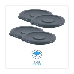 Boardwalk Flat-Top Round Lids for 44 Gallon Waste Receptacles - Gray