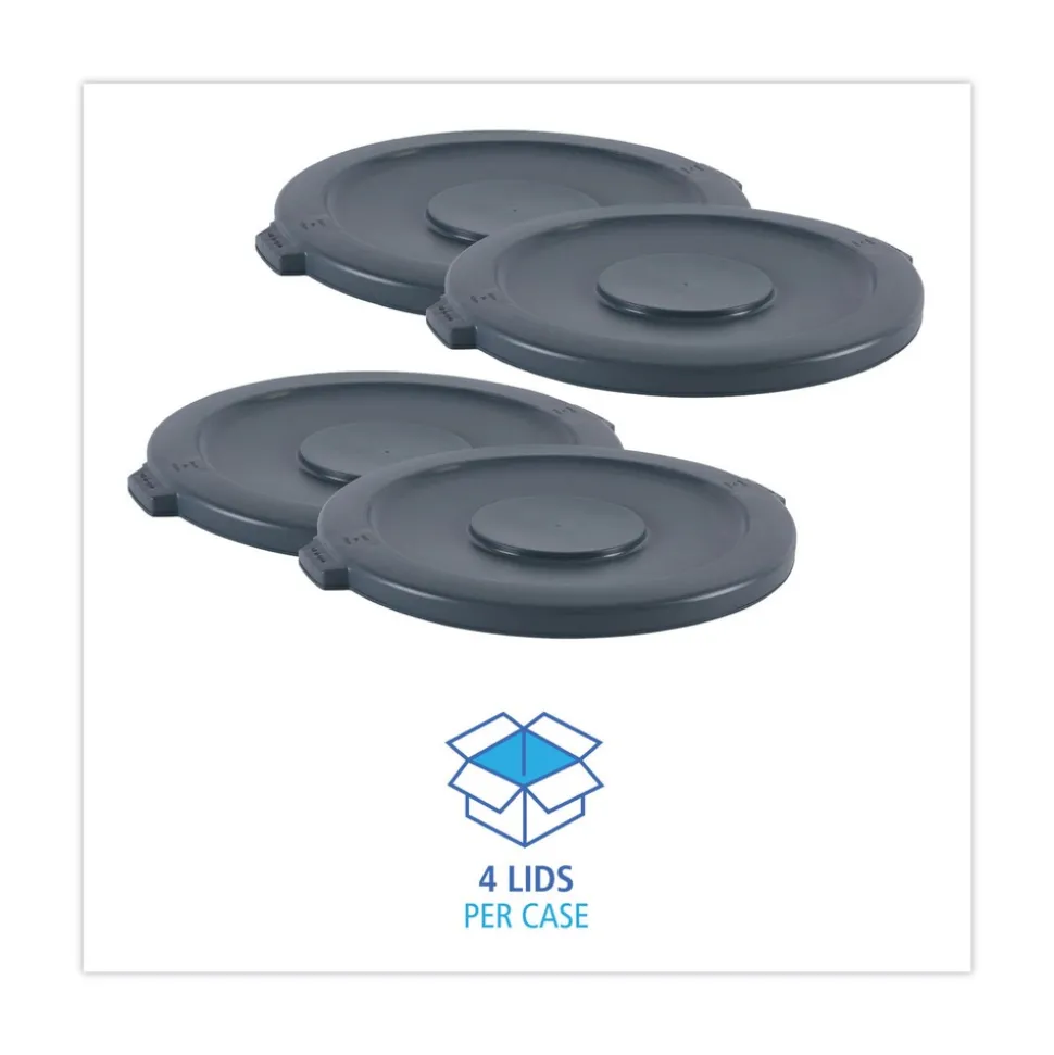 Boardwalk Flat-Top Round Lids for 44 Gallon Waste Receptacles - Gray
