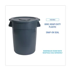 Boardwalk Flat-Top Round Lids for 44 Gallon Waste Receptacles - Gray