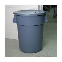 Boardwalk Flat-Top Round Lids for 44 Gallon Waste Receptacles - Gray