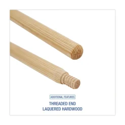Boardwalk Heavy-Duty Threaded End Lacquered Hardwood 1.13 in. Diameter x 60 in. Broom Handle - Natural