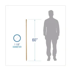 Boardwalk Heavy-Duty Threaded End Lacquered Hardwood 1.13 in. Diameter x 60 in. Broom Handle - Natural