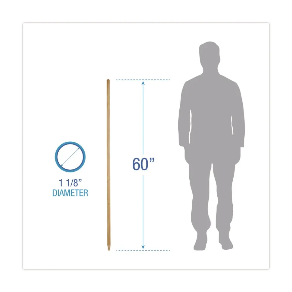 Boardwalk Heavy-Duty Threaded End Lacquered Hardwood 1.13 in. Diameter x 60 in. Broom Handle - Natural