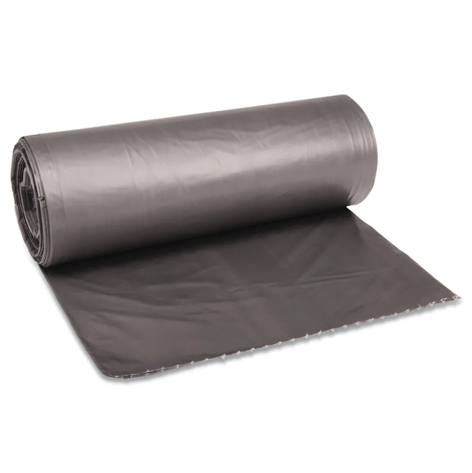 Boardwalk H7658SGKR01 38 in. x 58 in. 1.1 mil 60 gal. Low-Density Waste Can Liners - Gray (100/Carton)