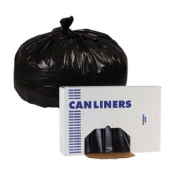 Boardwalk H8647WKK 56 Gallon 1.7 mil 43 in. x 47 in. Flat Pack Linear Low Density Industrial Can Liners - Black (100/Carton)