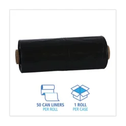 Boardwalk K7663WKK 60 Gallon 2.7 mil 38 in. x 63 in. Industrial Drum Liners Rolls - Black (50/Carton)