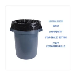 Boardwalk K7663WKK 60 Gallon 2.7 mil 38 in. x 63 in. Industrial Drum Liners Rolls - Black (50/Carton)