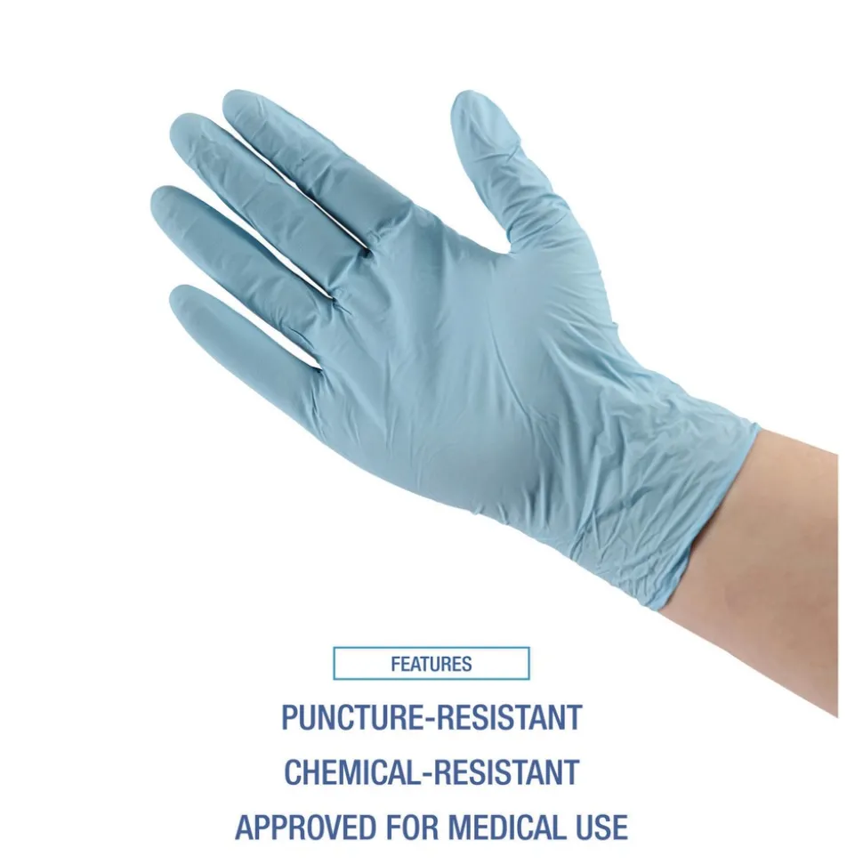 Boardwalk 382LBXA 5 mil 9.5 in. Long Powder-Free Disposable Examination Nitrile Gloves - Large, Blue (100/Box)