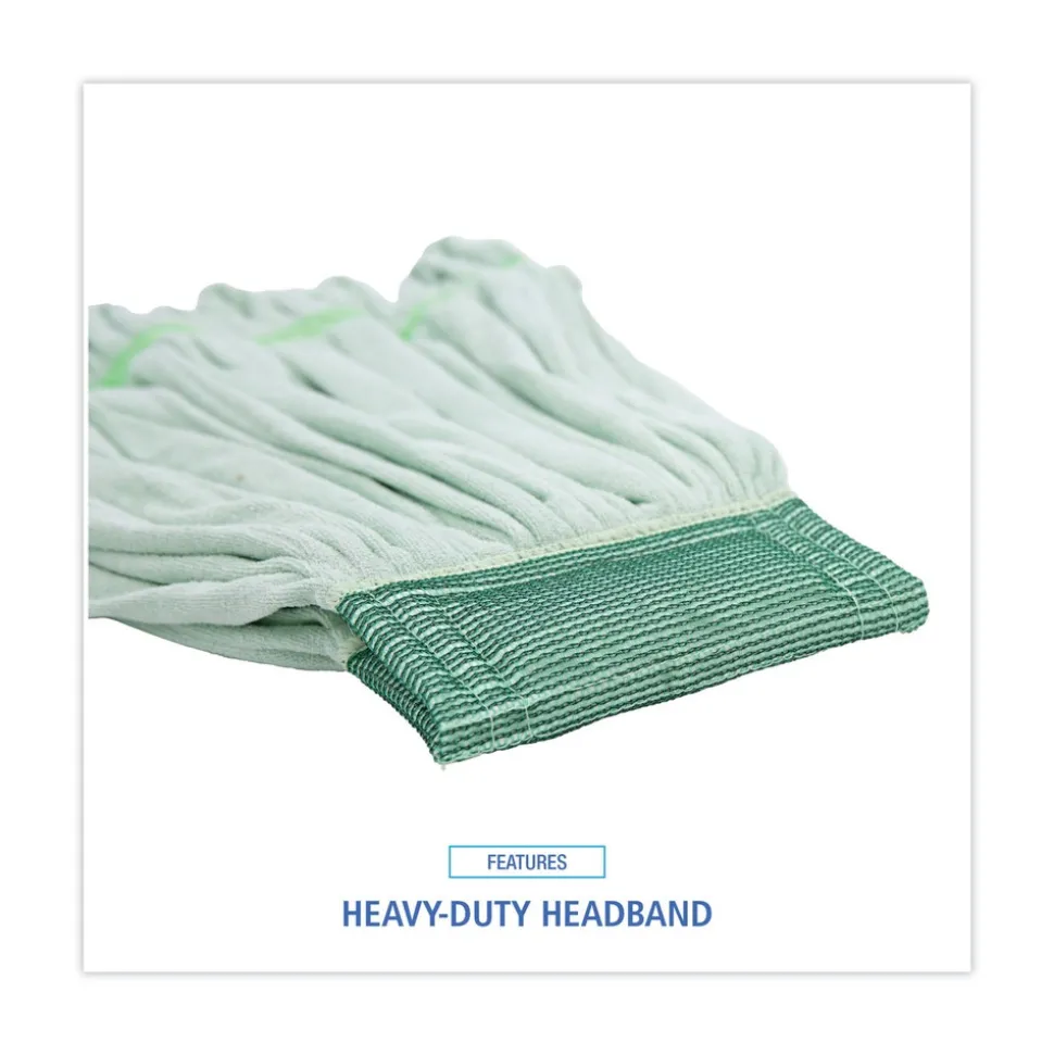 Boardwalk Microfiber Looped-End Wet Mop Head - Medium, Green