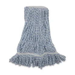 Boardwalk Narrow Floor Finish Rayon/Polyester Mop Head - Medium, White/Blue (12/Carton)