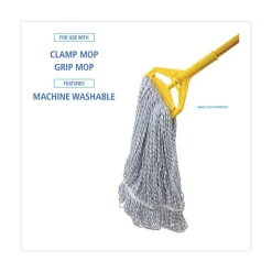 Boardwalk Narrow Floor Finish Rayon/Polyester Mop Head - Medium, White/Blue (12/Carton)