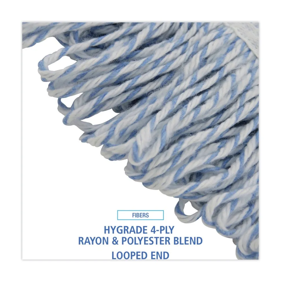 Boardwalk Narrow Floor Finish Rayon/Polyester Mop Head - Medium, White/Blue (12/Carton)