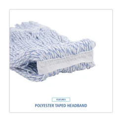 Boardwalk Narrow Floor Finish Rayon/Polyester Mop Head - Medium, White/Blue (12/Carton)