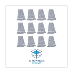 Boardwalk Narrow Floor Finish Rayon/Polyester Mop Head - Large, White/Blue (12/Carton)