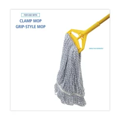 Boardwalk Narrow Floor Finish Rayon/Polyester Mop Head - Large, White/Blue (12/Carton)