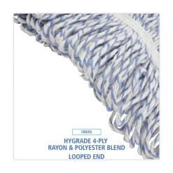 Boardwalk Narrow Floor Finish Rayon/Polyester Mop Head - Large, White/Blue (12/Carton)