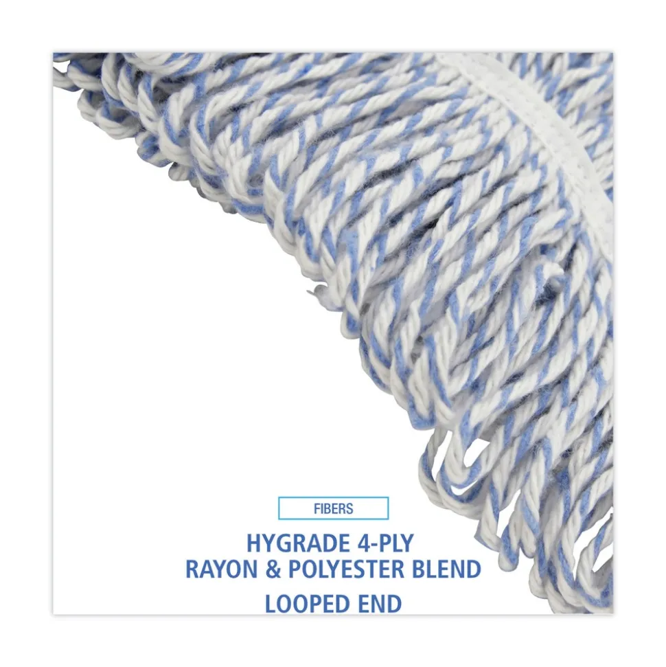 Boardwalk Narrow Floor Finish Rayon/Polyester Mop Head - Large, White/Blue (12/Carton)