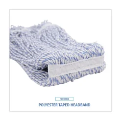 Boardwalk Narrow Floor Finish Rayon/Polyester Mop Head - Large, White/Blue (12/Carton)