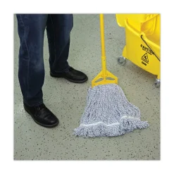 Boardwalk Narrow Floor Finish Rayon/Polyester Mop Head - Large, White/Blue (12/Carton)