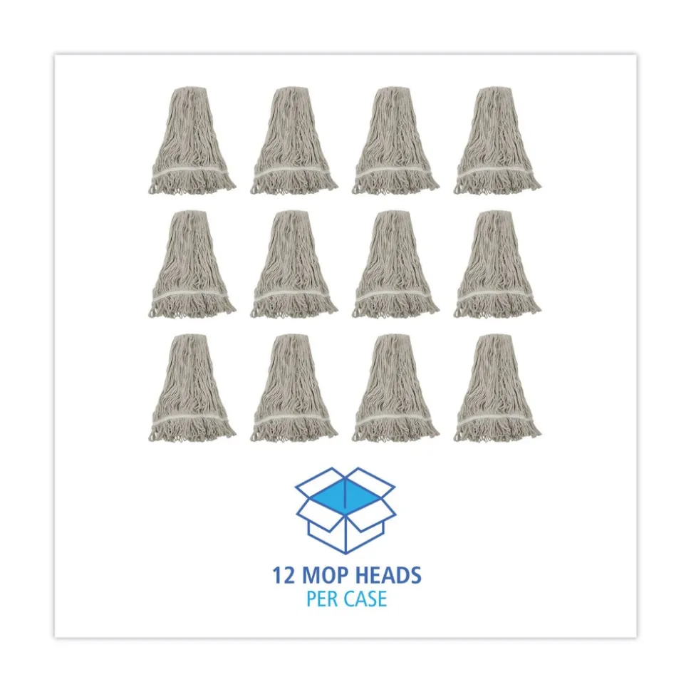 Boardwalk No. 32 Loop Web/Tailband Value Standard Cotton Mop Head - White (12/Carton)