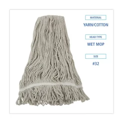 Boardwalk No. 32 Loop Web/Tailband Value Standard Cotton Mop Head - White (12/Carton)