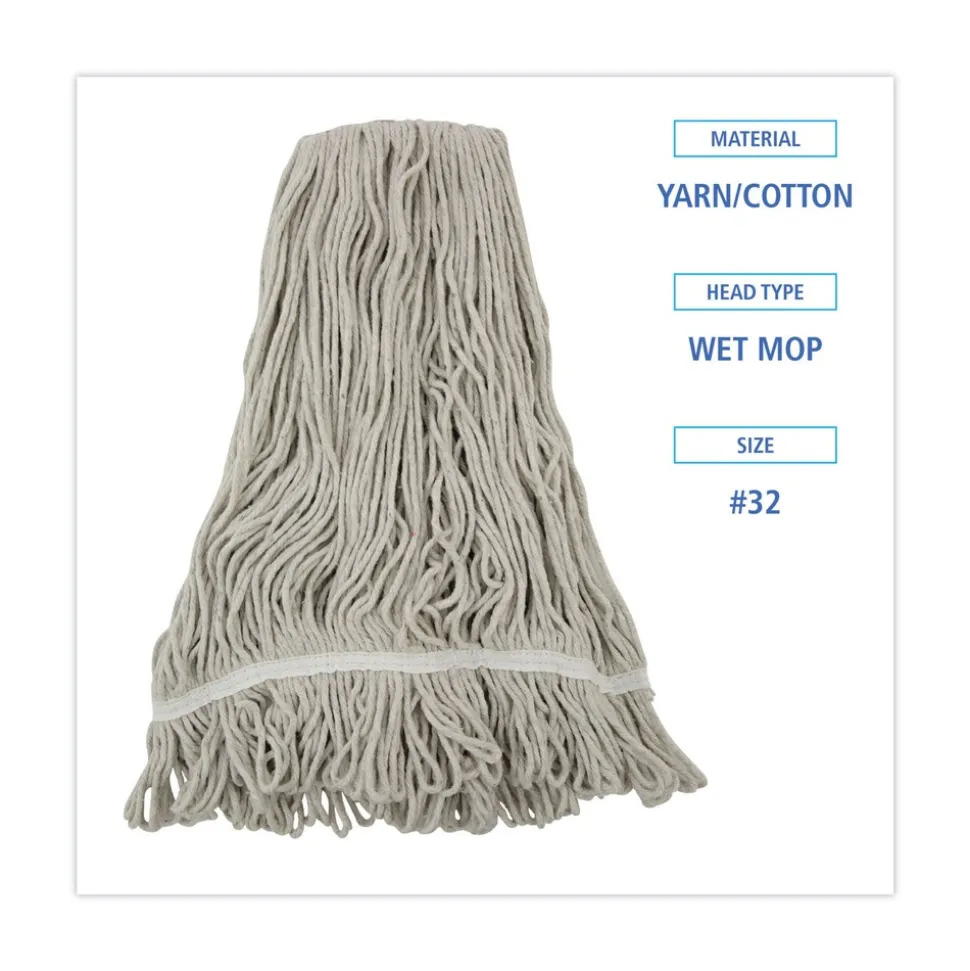 Boardwalk No. 32 Loop Web/Tailband Value Standard Cotton Mop Head - White (12/Carton)