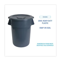 Boardwalk Plastic Round Flat-Top Lid for 32 Gallon Waste Receptacles - Gray