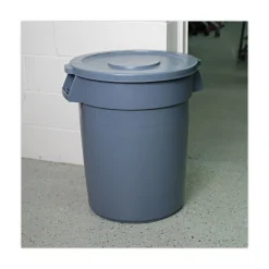 Boardwalk Plastic Round Flat-Top Lid for 32 Gallon Waste Receptacles - Gray