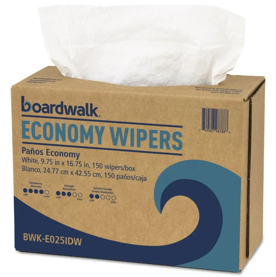 Boardwalk 4-Ply 9.75 in. x 16.75 in. Scrim Wipers - White (150/Dispenser Pack, 6 Dispenser Packs/Carton)