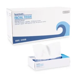 Boardwalk 2-Ply Office Packs Facial Tissue Flat Box - White (30/Carton)