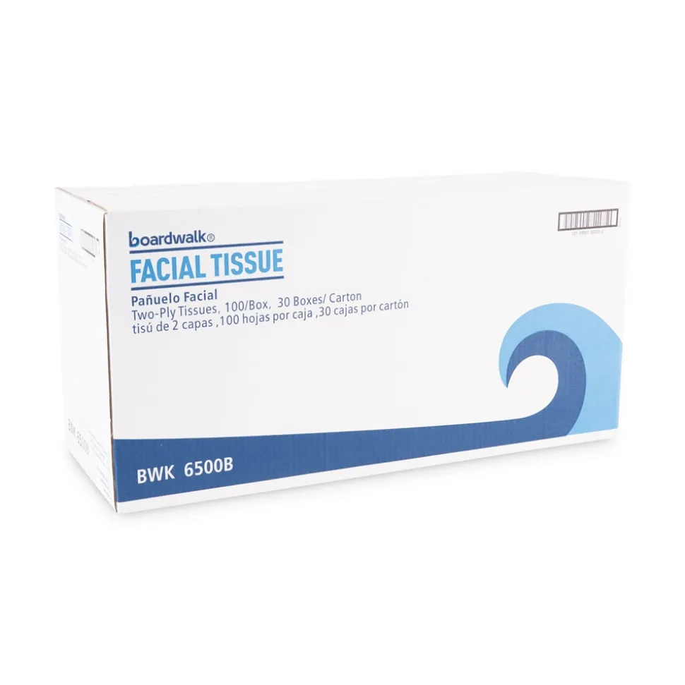 Boardwalk 2-Ply Office Packs Facial Tissue Flat Box - White (30/Carton)